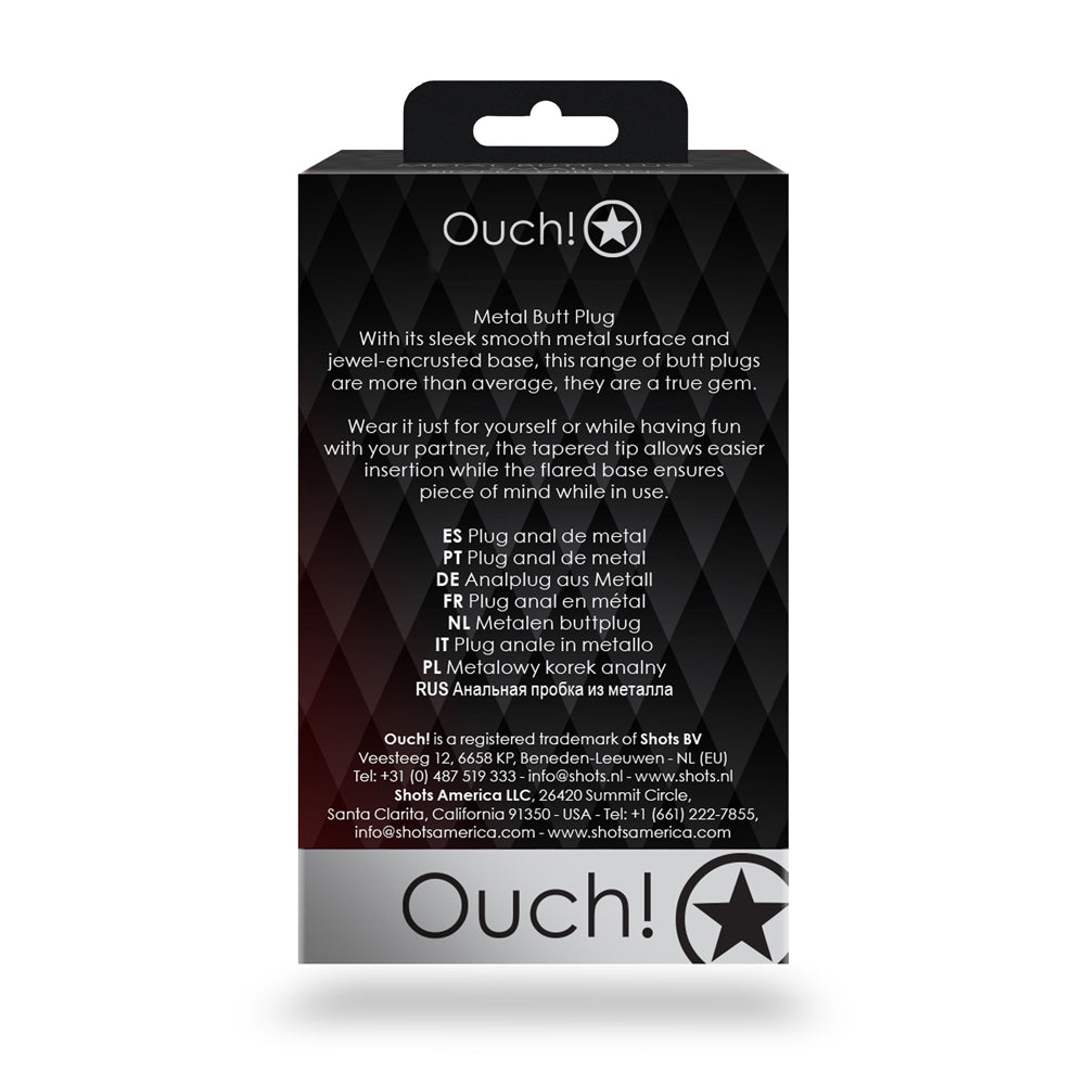 Shots Ouch! Round Gem Butt Plug Medium Gunmetal/Diamond 8