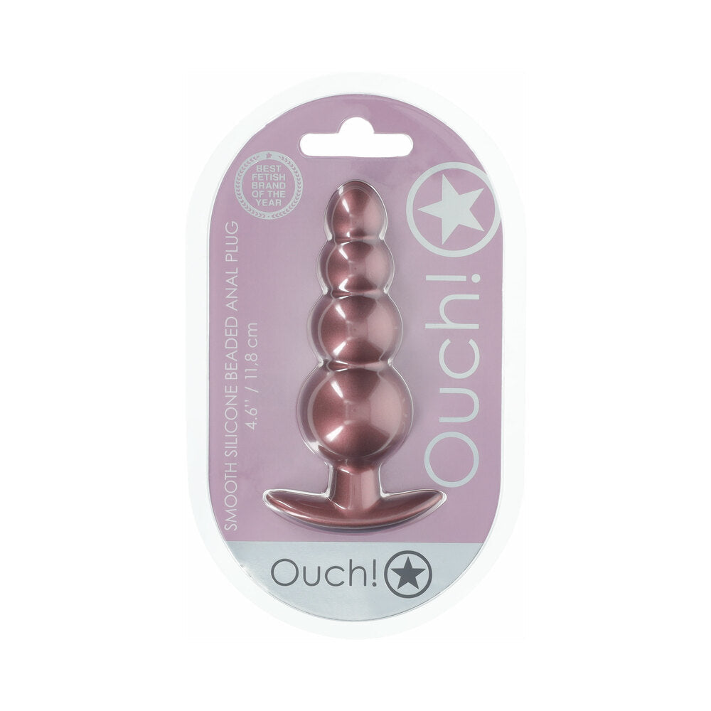 Shots Ouch! Smooth Silicone Beaded Anal Plug 4.6 in. 1