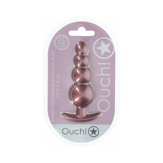 Shots Ouch! Smooth Silicone Beaded Anal Plug 4.6 in. 1
