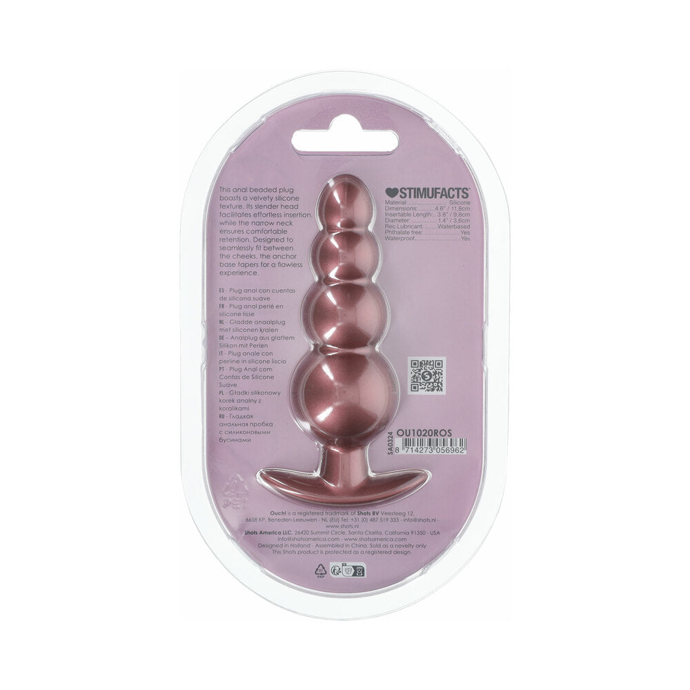 Shots Ouch! Smooth Silicone Beaded Anal Plug 4.6 in. 4