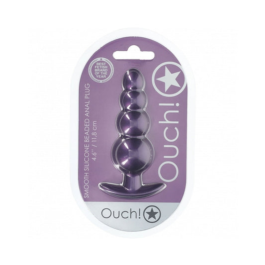 Shots Ouch! Smooth Silicone Beaded Anal Plug 4.6 in. 