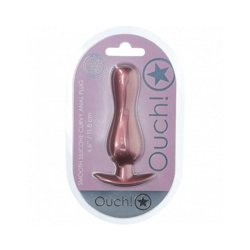Shots Ouch! Smooth Silicone Curvy Anal Plug 4.6 in. 3