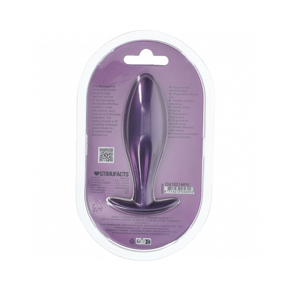 Shots Ouch! Smooth Silicone Oval Anal Plug 4.6 in. 5