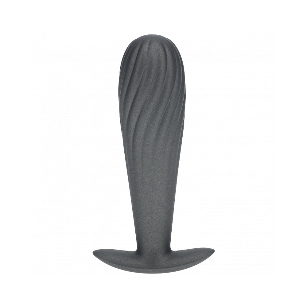 Shots Ouch! Smooth Silicone Ribbed Anal Plug 4.6 in. 3