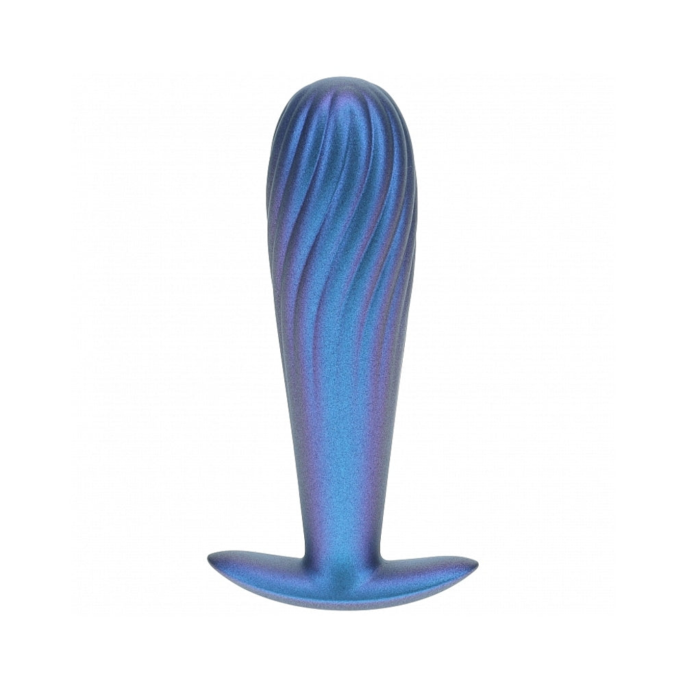 Shots Ouch! Smooth Silicone Ribbed Anal Plug 4.6 in. 4