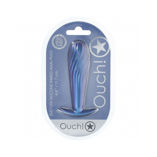 Shots Ouch! Smooth Silicone Ribbed Anal Plug 4.6 in. 1