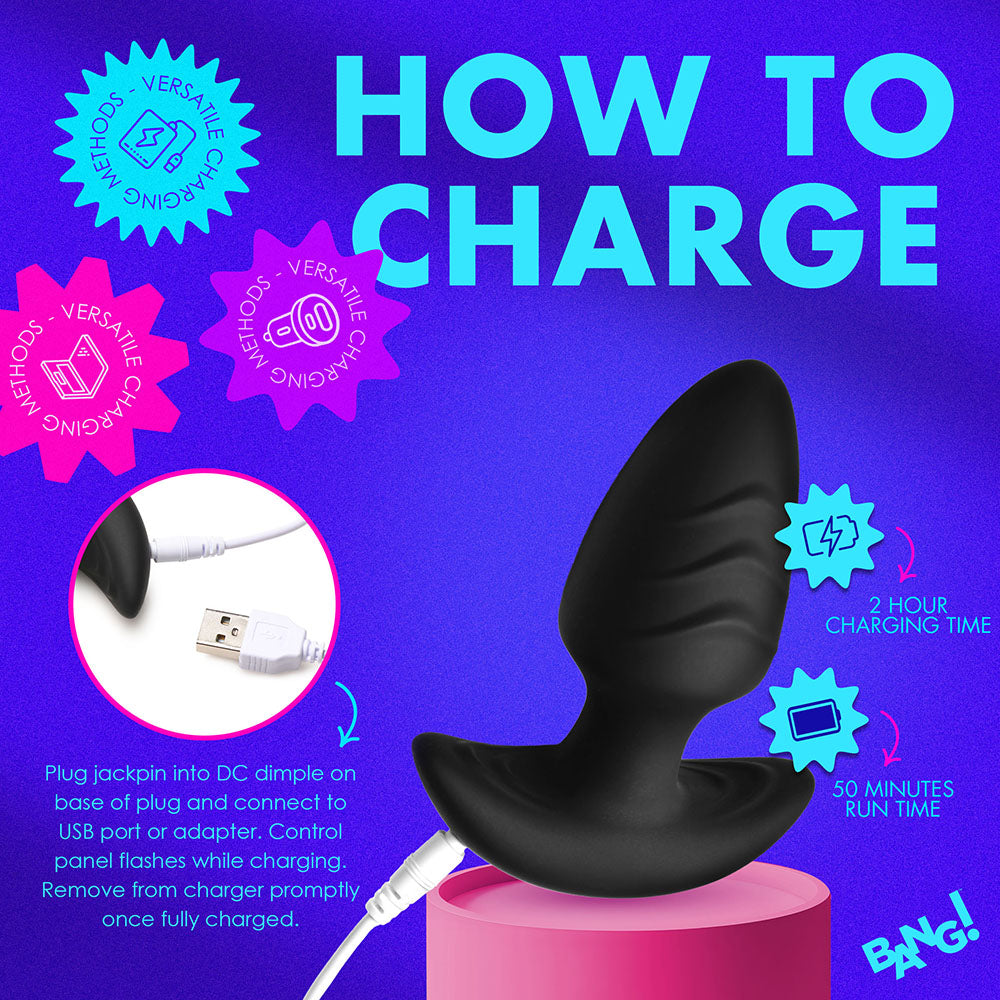 XR Brands BANG! Rotating & Vibrating Silicone Butt Plug with Remote16