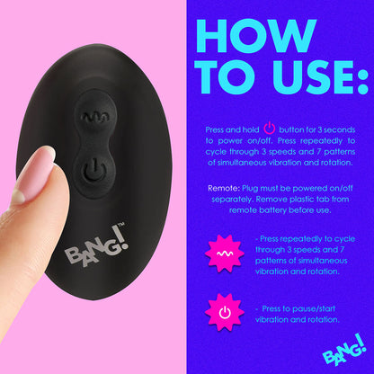 XR Brands BANG! Rotating & Vibrating Silicone Butt Plug with Remote17