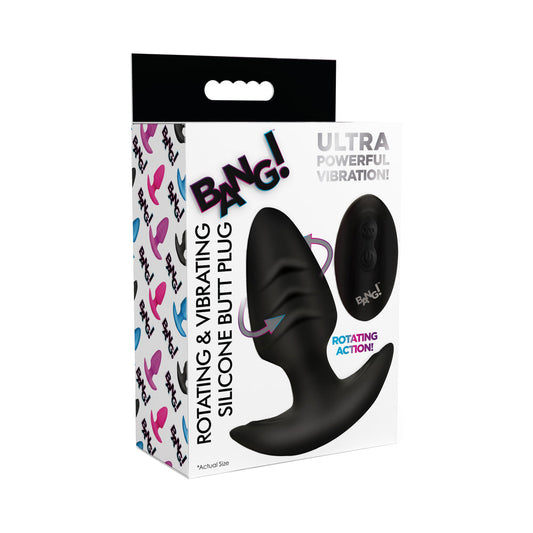 XR Brands BANG! Rotating & Vibrating Silicone Butt Plug with Remote 