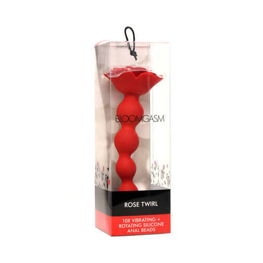 XR Brands Bloomgasm Rose Twirl 10X Vibrating & Rotating Silicone Anal Beads 