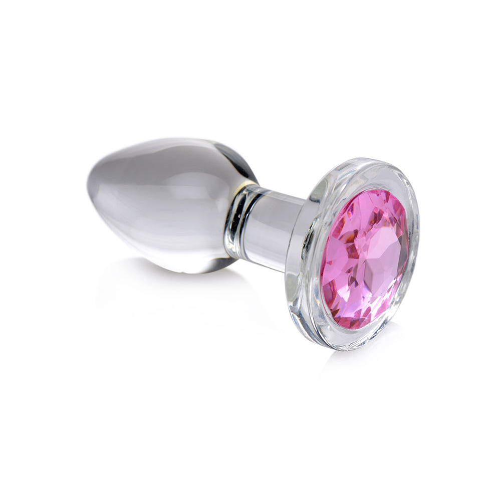 XR Brands Booty Sparks Pink Gem Glass Anal Plug S3