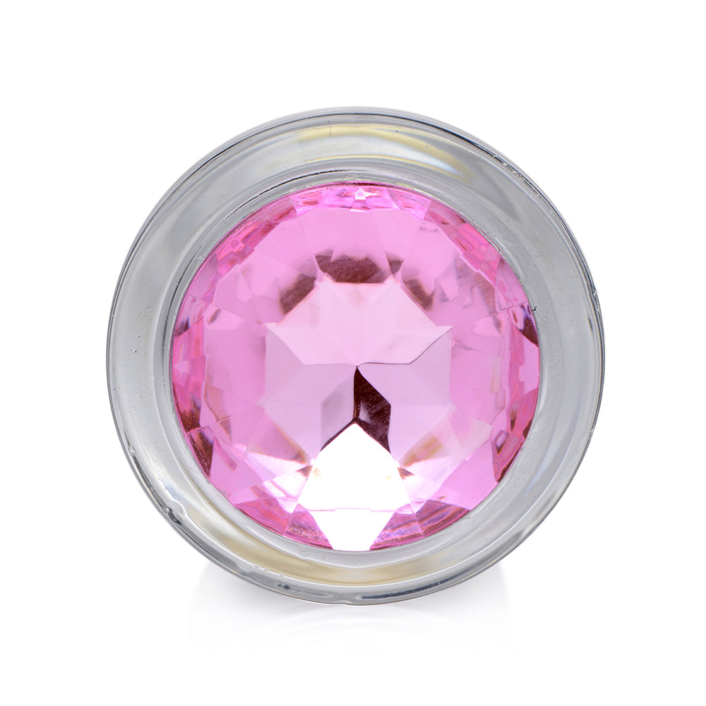 XR Brands Booty Sparks Pink Gem Glass Anal Plug S5