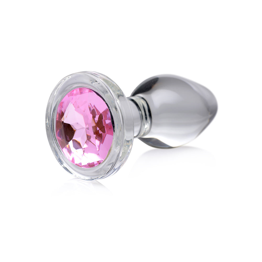 XR Brands Booty Sparks Pink Gem Glass Anal Plug S6