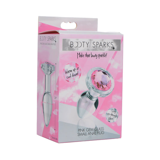 XR Brands Booty Sparks Pink Gem Glass Anal Plug S 