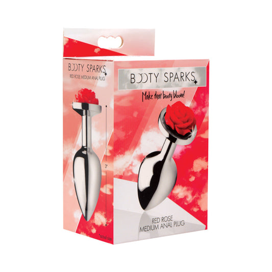 XR Brands Booty Sparks Red Rose Anal Plug M 