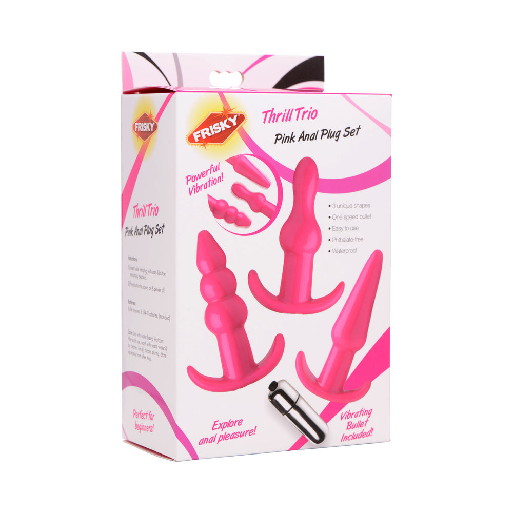 XR Brands Frisky Thrill Trio Pink Anal Plug Set 
