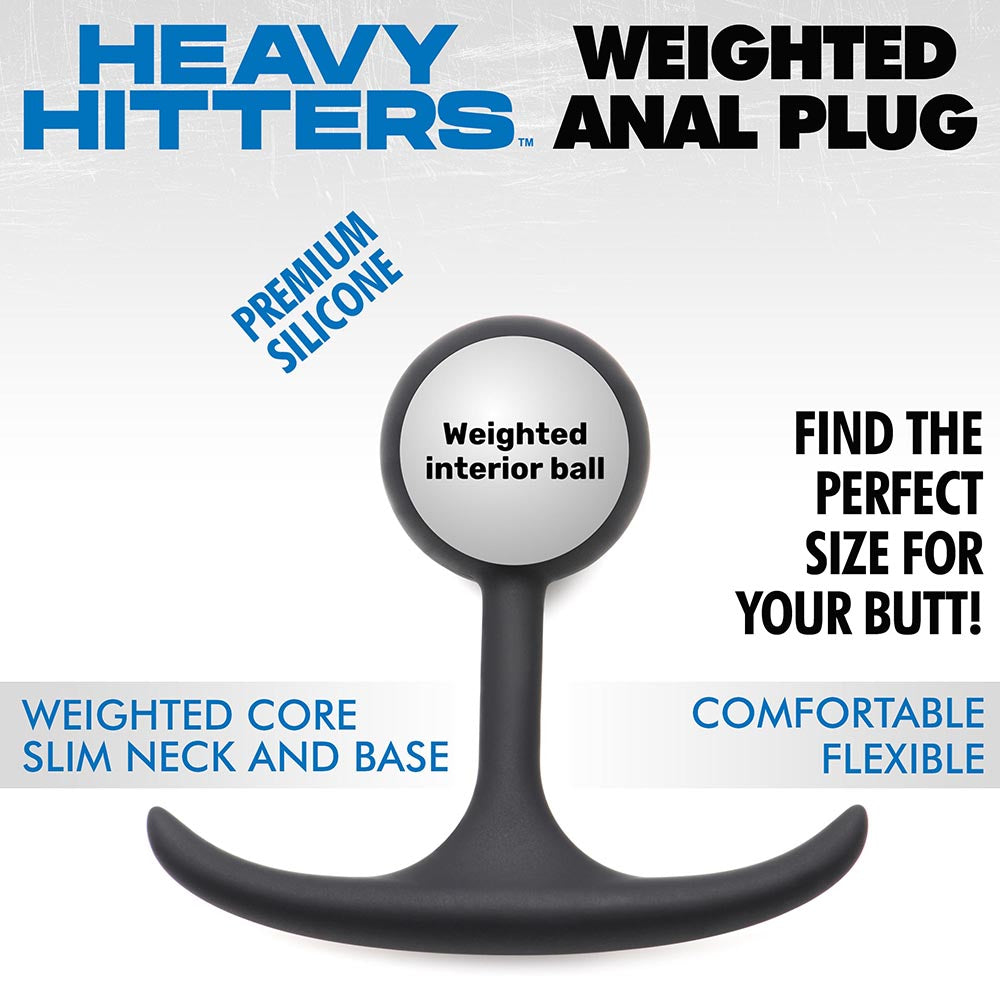 XR Brands Heavy Hitters Comfort Plugs Premium Silicone 3.3 in. Weighted Round Plug6