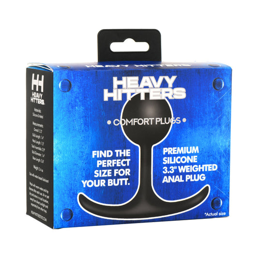 XR Brands Heavy Hitters Comfort Plugs Premium Silicone 3.3 in. Weighted Round Plug 
