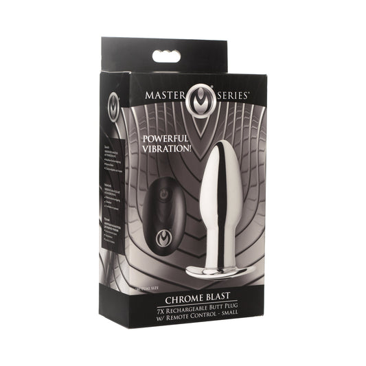 XR Brands Master Series Chrome Blast 7X Rechargeable Butt Plug with Remote S 