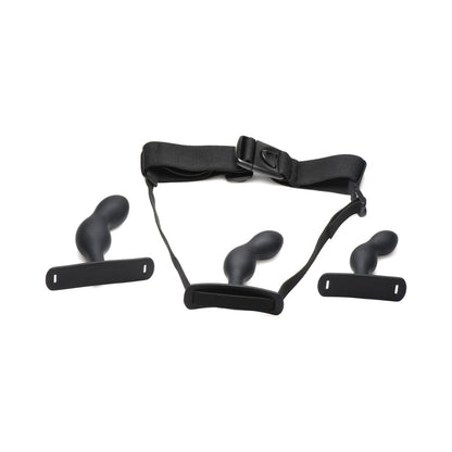 XR Brands Master Series P-Spot Plugger Trainer 3-Piece Silicone Set with Harness 1