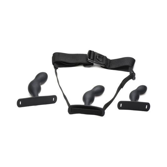 XR Brands Master Series P-Spot Plugger Trainer 3-Piece Silicone Set with Harness 1