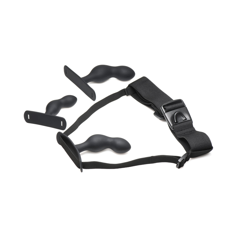 XR Brands Master Series P-Spot Plugger Trainer 3-Piece Silicone Set with Harness 2