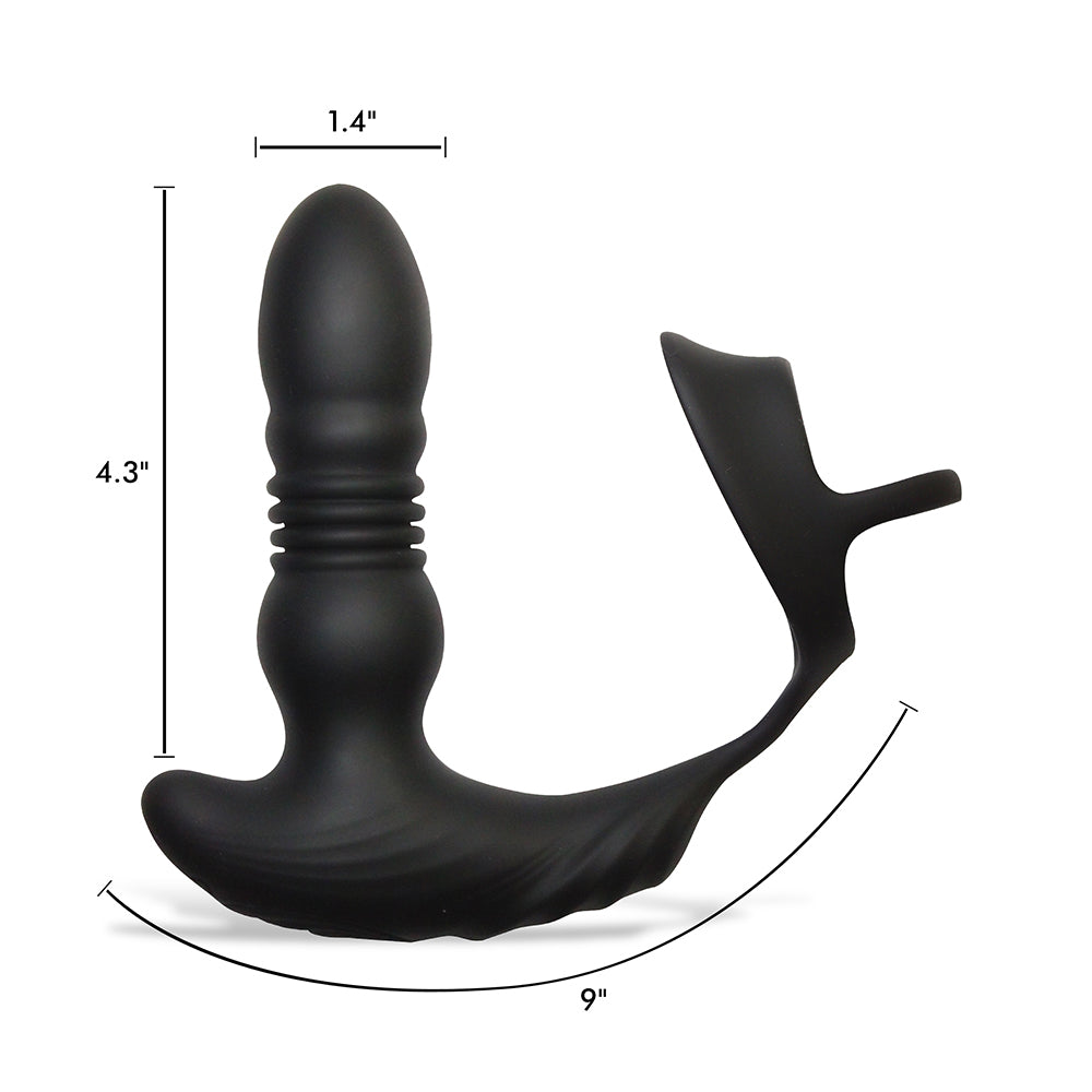 XR Brands Thunderplugs 10X Thrusting Silicone Vibrator with Cock & Ball Strap & Remote 15
