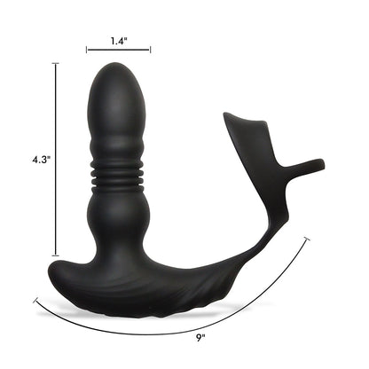 XR Brands Thunderplugs 10X Thrusting Silicone Vibrator with Cock & Ball Strap & Remote 15