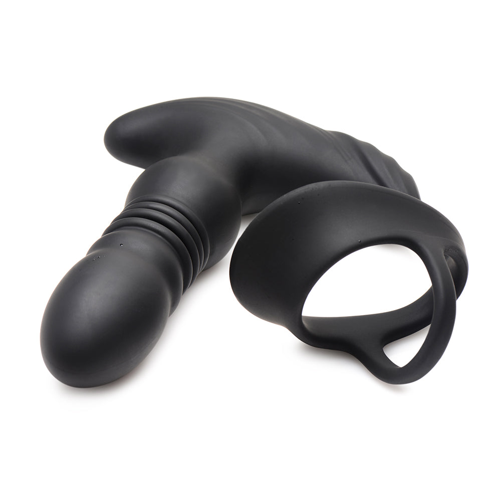 XR Brands Thunderplugs 10X Thrusting Silicone Vibrator with Cock & Ball Strap & Remote 4