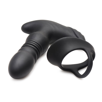 XR Brands Thunderplugs 10X Thrusting Silicone Vibrator with Cock & Ball Strap & Remote 4