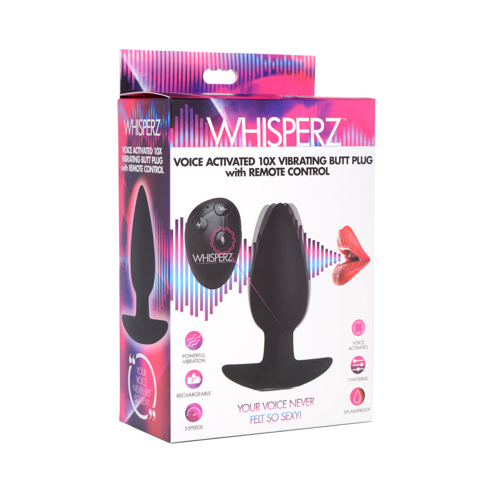 XR Brands Whisperz Voice Activated 10X Vibrating Butt Plug with Remote 