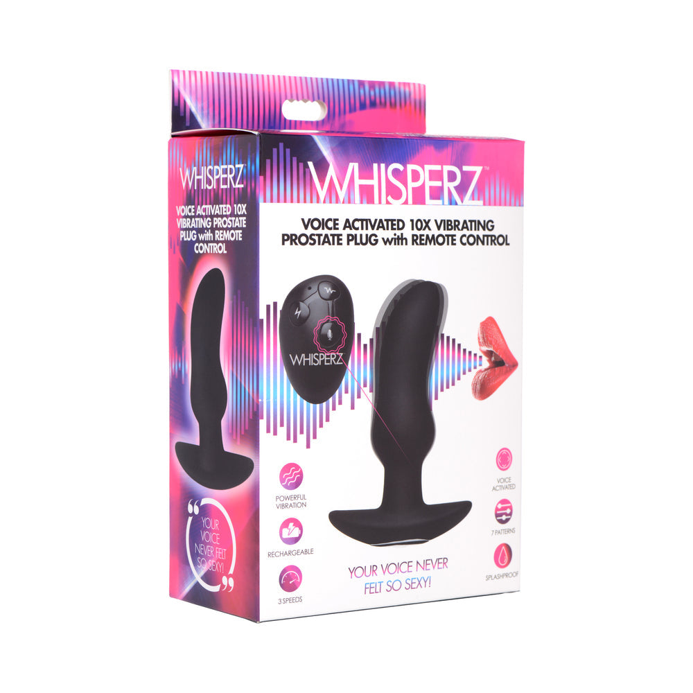 XR Brands Whisperz Voice Activated 10x Vibrating Prostate Plug with Remote 