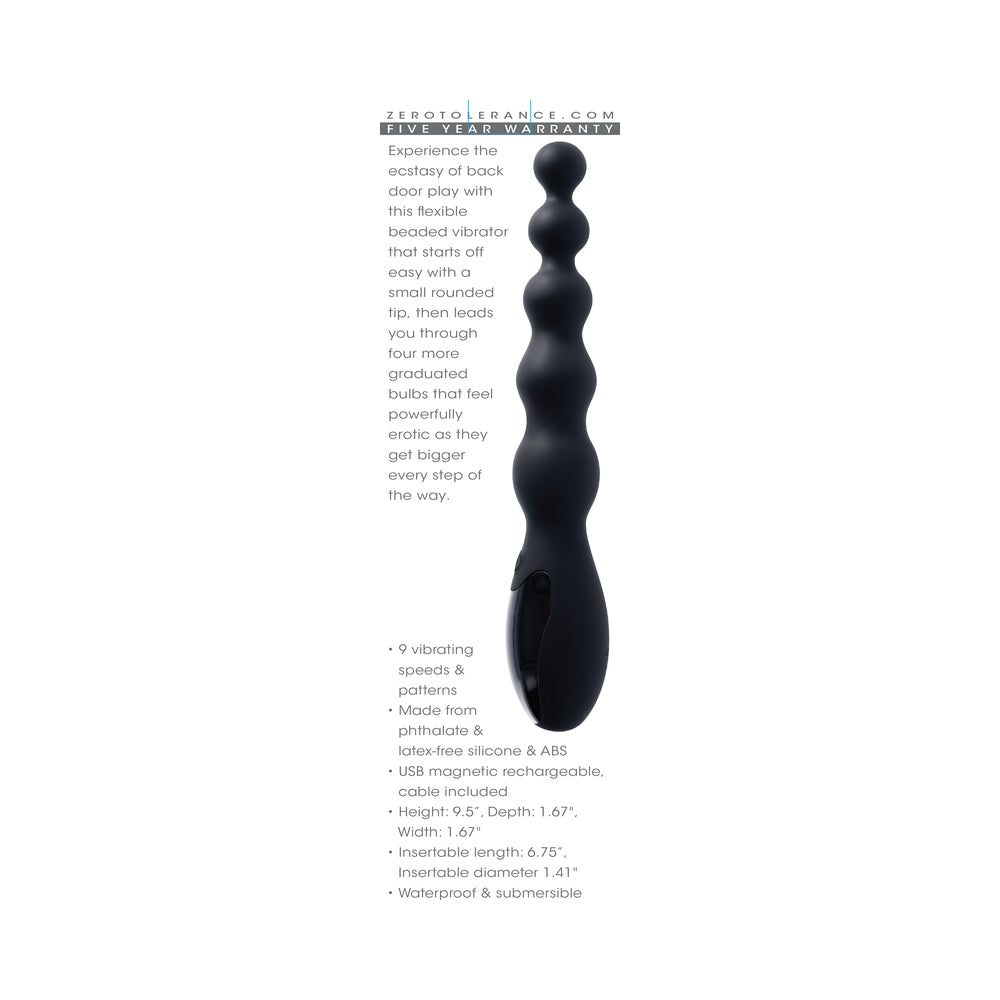 Zero Tolerance Backdoor Baton Rechargeable Anal Vibrator Silicone Black 8