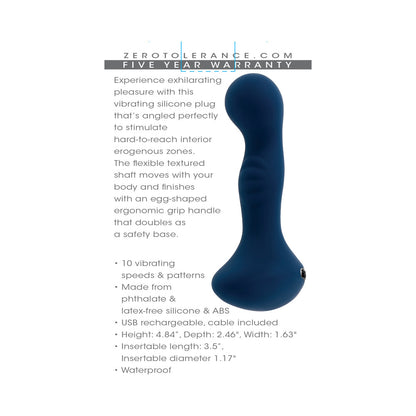 Zero Tolerance Blue Oasis Rechargeable Vibrating Prostate Vibrator Silicone Blue 7