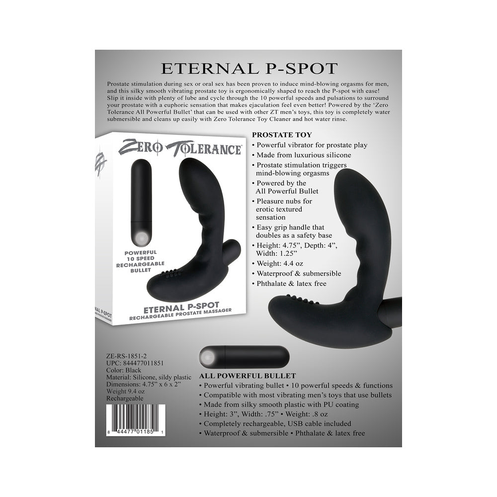 Zero Tolerance Eternal P-Spot Rechargeable Vibrating Prostate Massager Black 12