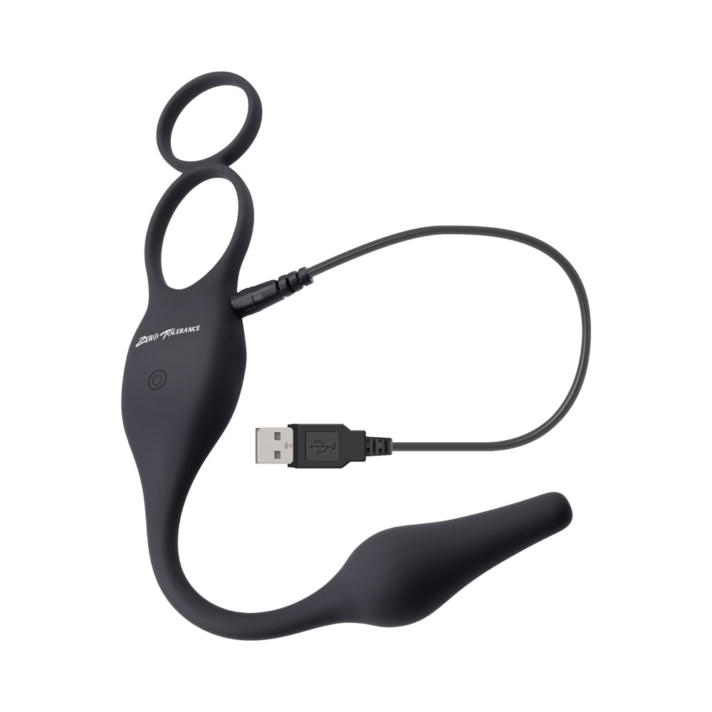 Zero Tolerance Plug & Tug Rechargeable Vibrating C-Ring Combo Silicone Black 7