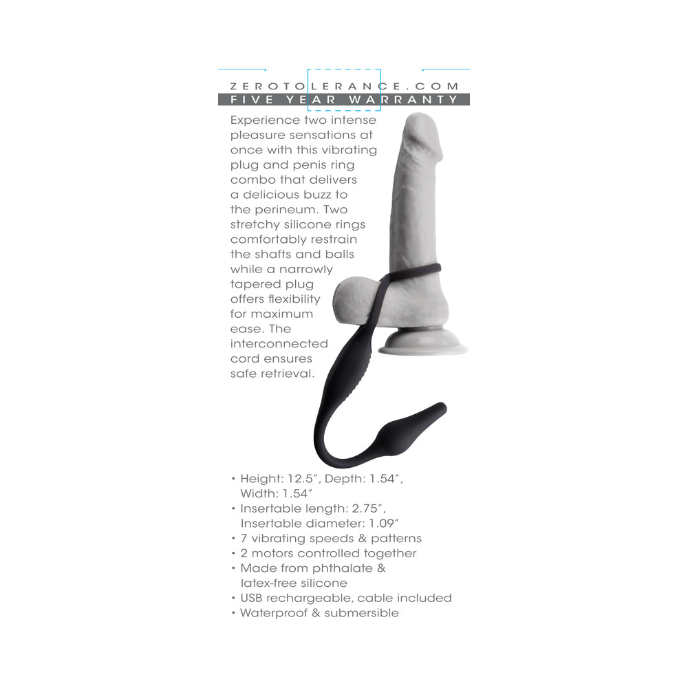 Zero Tolerance Plug & Tug Rechargeable Vibrating C-Ring Combo Silicone Black 8