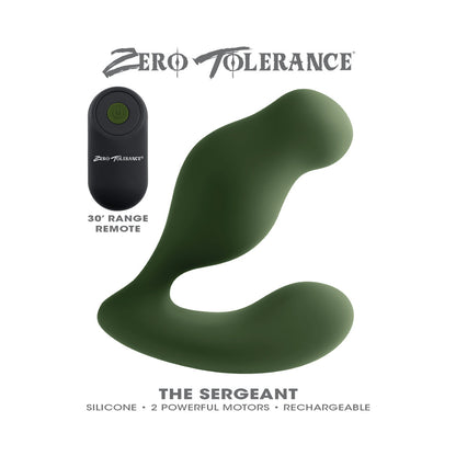 Zero Tolerance The Sergeant Rechargeable Vibrating Prostate Anal Vibe Silicone Green 11