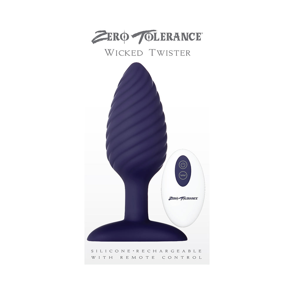 Zero Tolerance Wicked Twister Textured Vibrating Silicone Anal Plug Purple 8