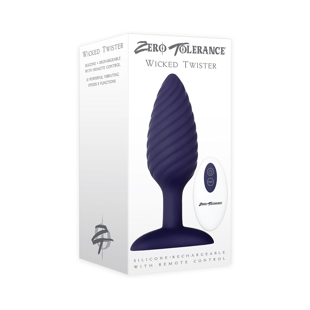 Zero Tolerance Wicked Twister Textured Vibrating Silicone Anal Plug Purple 